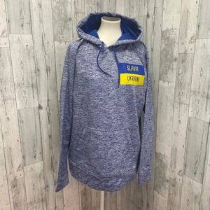 Upcycled Hand Printed XL Ukraine Flag Artist Fundraiser Lightweight Hoodie